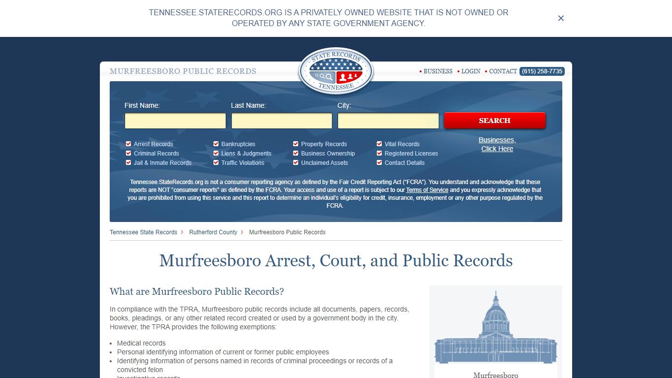 Murfreesboro Arrest, Court, and Public Records